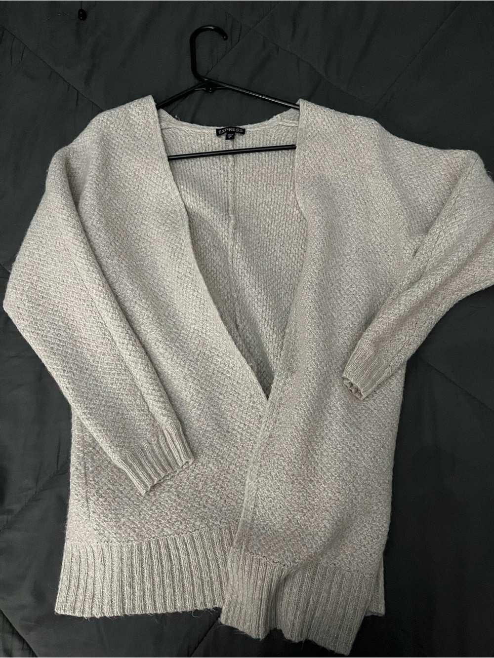 Express Cream Open-Front Knit Cardigan